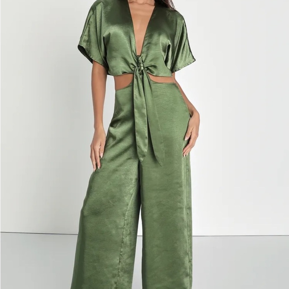 Elegant Green Satin Jumpsuit
